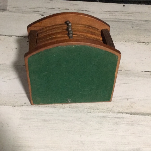 Wooden coaster set with 8 coasters vintage - Picture 2 of 6